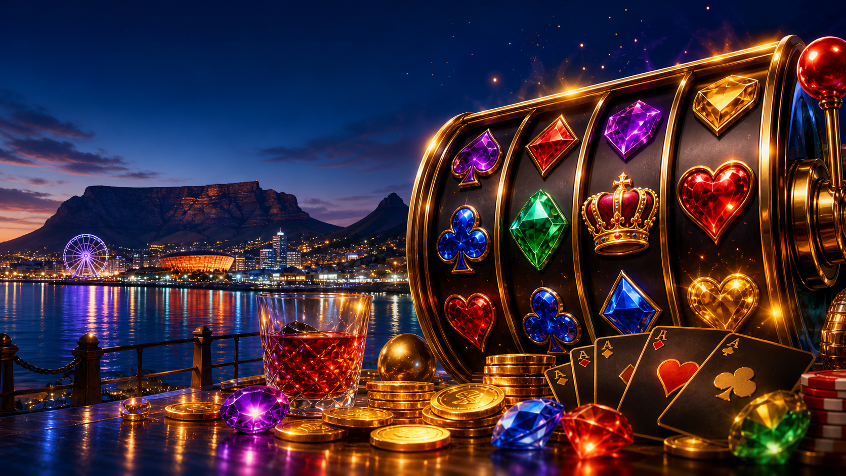 Neon city heist social slot artwork